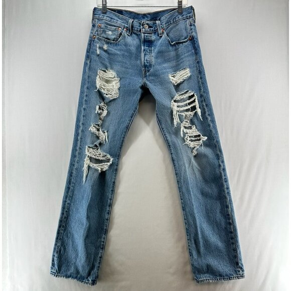 Levi's Other - Levi's 501 Distressed Jeans Men Size 32x34 Regular Fit Straight Denim Blue